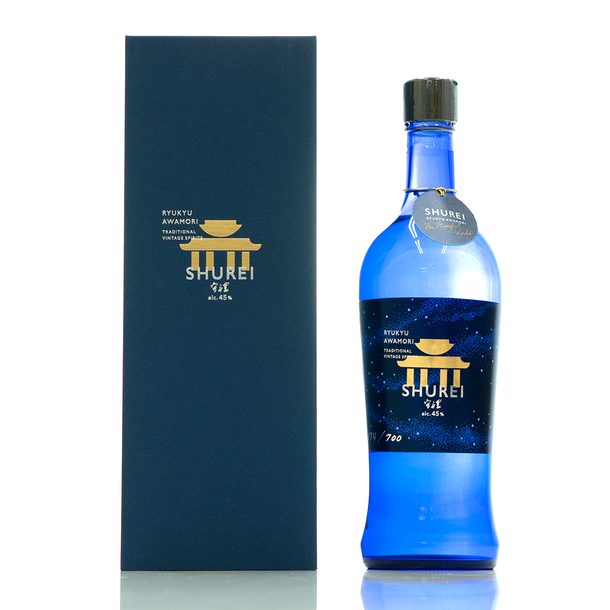 バスティーユデザインネイビーブルー　古酒 守禮 YUI結 45度｜貴重な長期熟成古酒をブレンドした至高の一杯